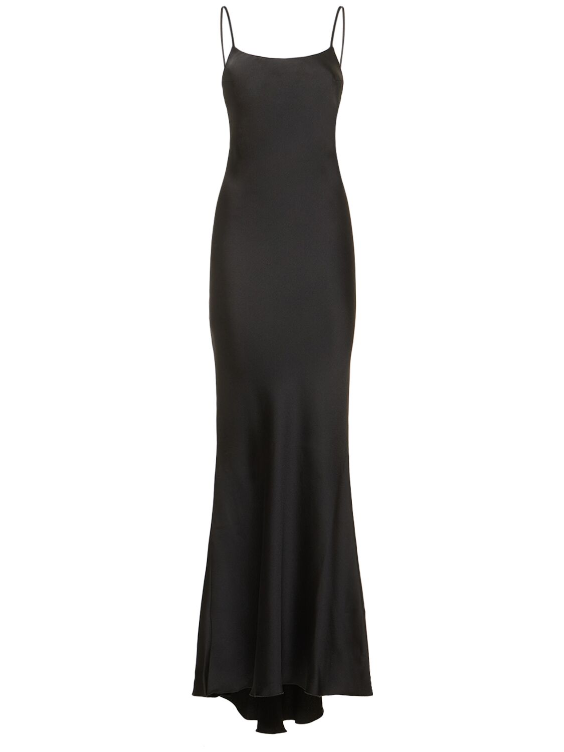 The Andamane Ninfea Tech Crepe Satin Maxi Slip Dress In Black