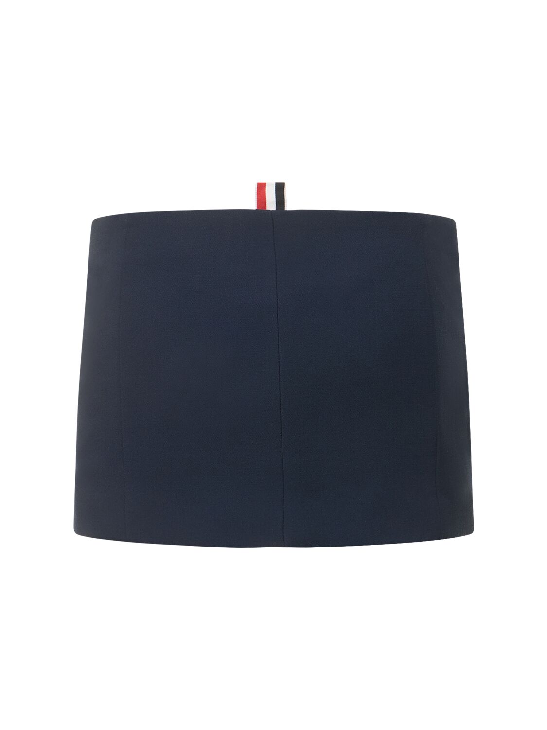 Shop Thom Browne Wool Crepe Low Rise Mini Skirt W/buttons In Navy