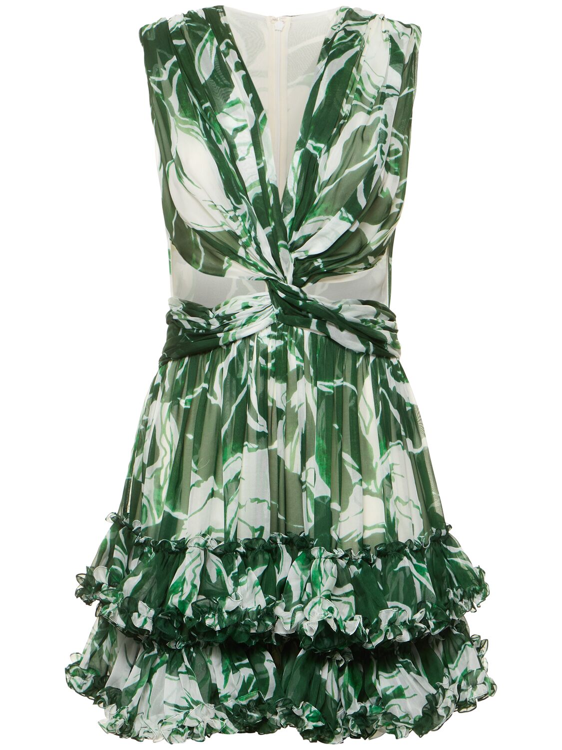 Costarellos Marguerite Cutout Printed Chiffon Dress In Multi,green
