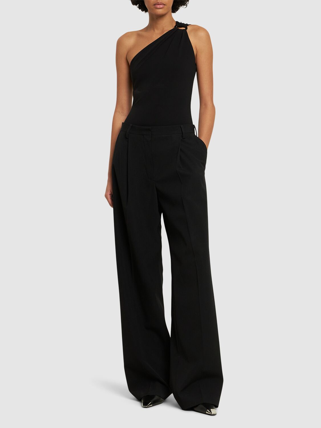 Shop Michael Kors Matte Jersey One-shoulder Bodysuit In Black