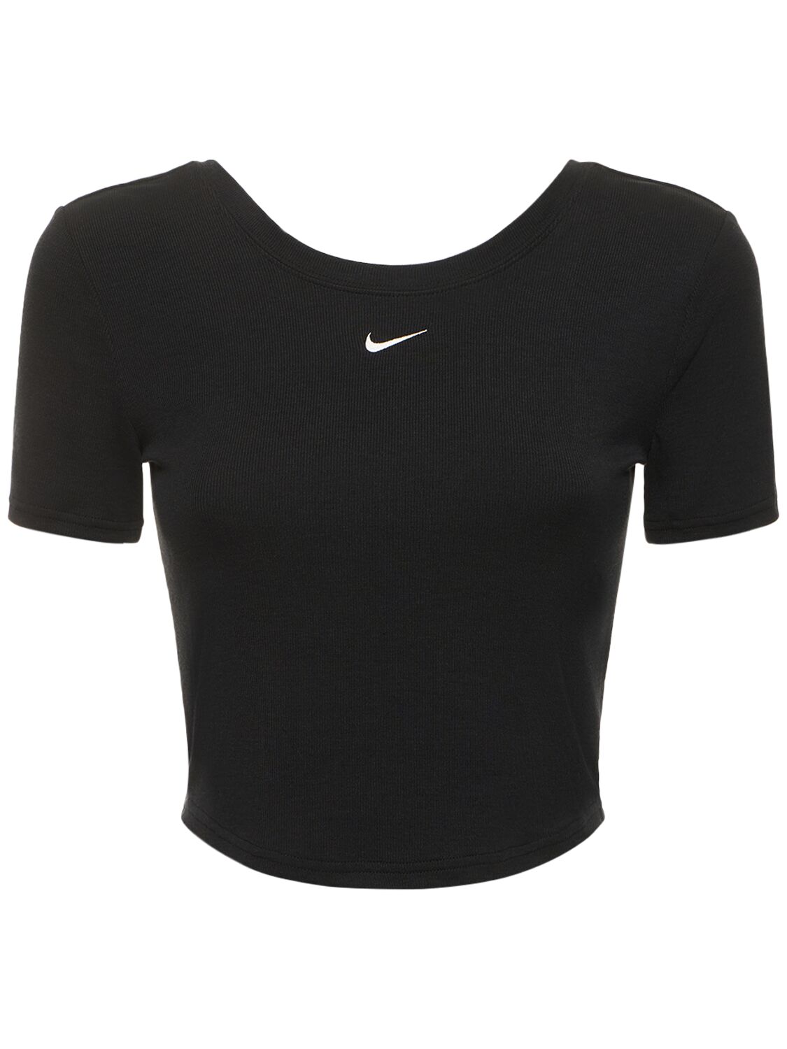 Image of Ribbed Short Sleeve Cropped Top