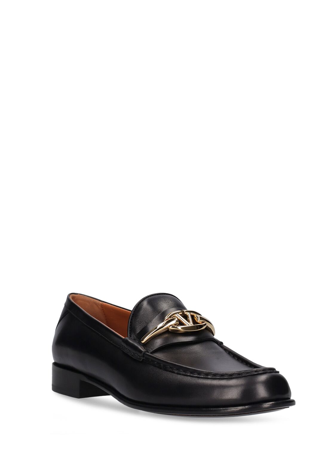 Shop Valentino 25mm V Logo Gate Leather Loafers In Black