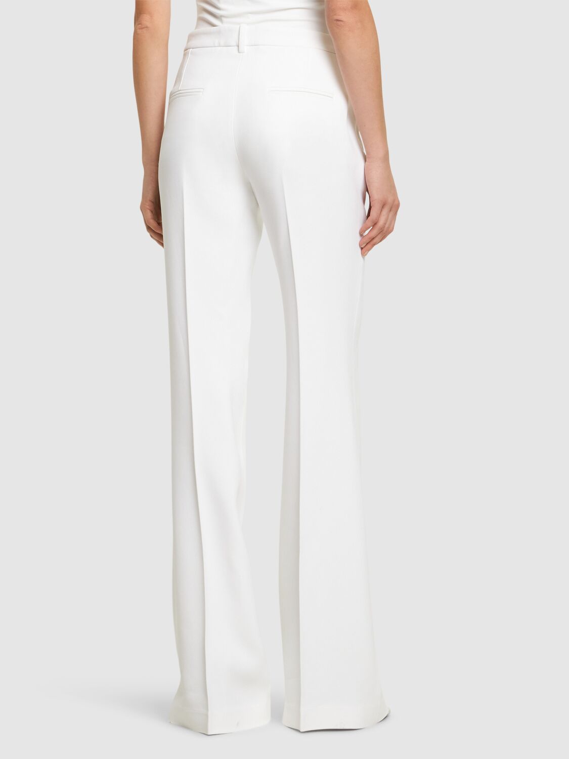 Shop Michael Kors Haylee Mid Rise Crepe Flared Pants In White
