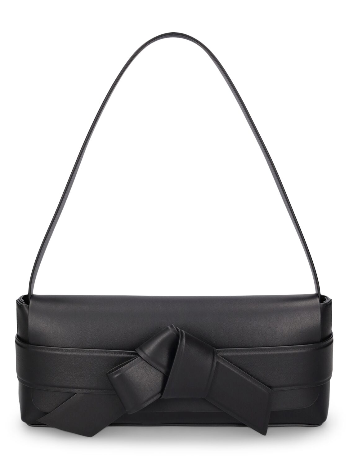 Shop Acne Studios Musubi Elongated Leather Shoulder Bag In Black