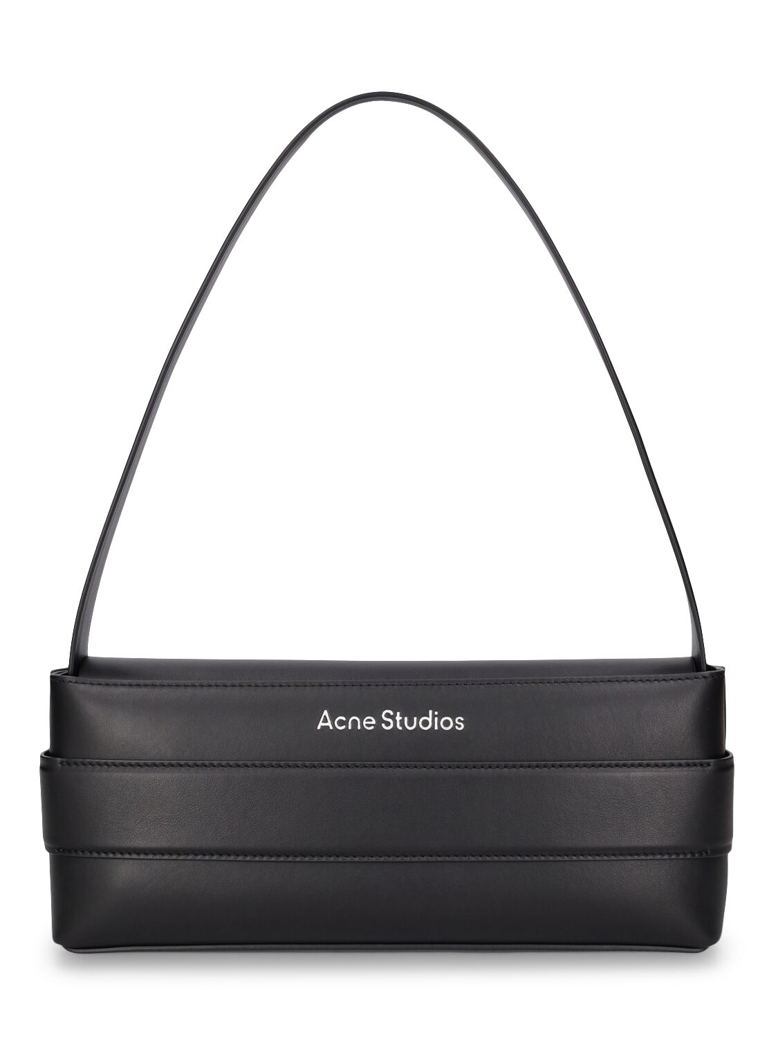 Shop Acne Studios Musubi Elongated Leather Shoulder Bag In Black