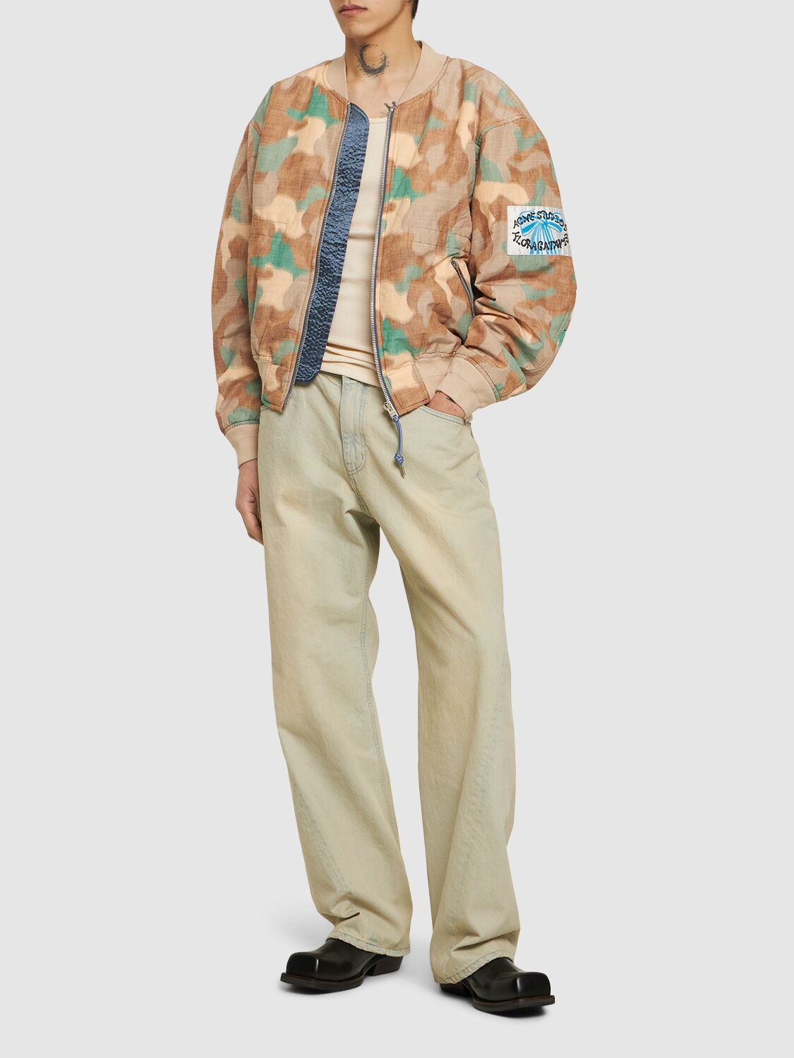 Shop Acne Studios Oleary Camouflage Cotton Bomber Jacket In Orange