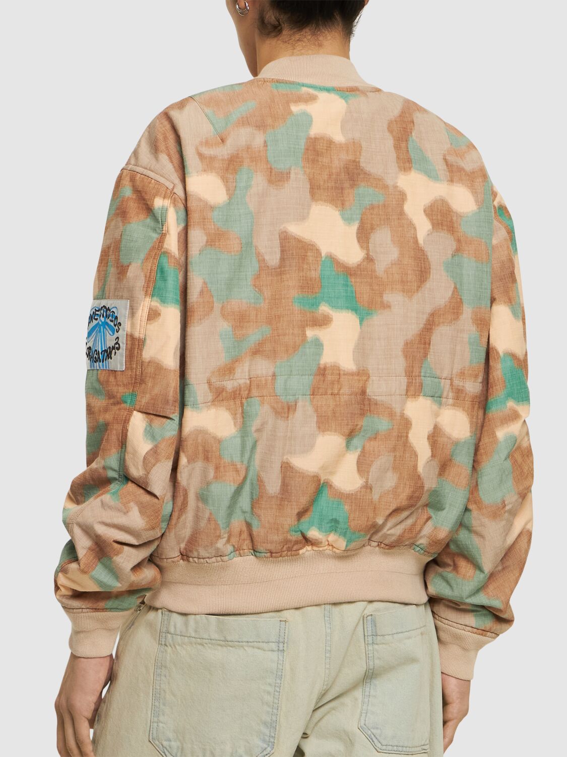 Shop Acne Studios Oleary Camouflage Cotton Bomber Jacket In Orange