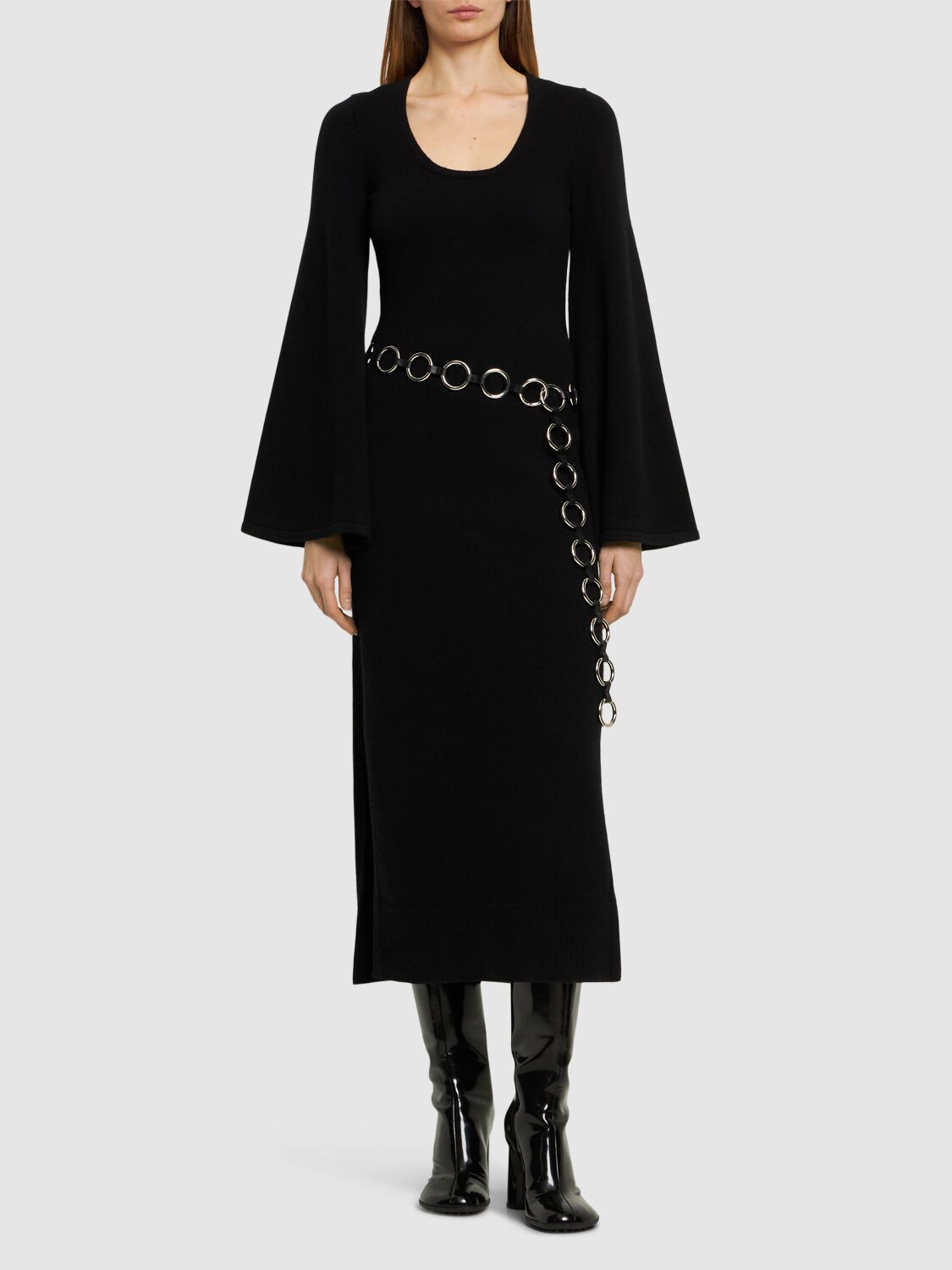 Michael Kors Cashmere Blend Midi Dress In Black