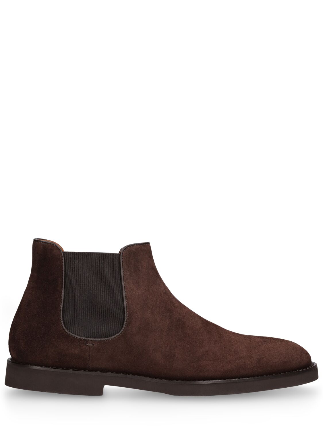 Doucal's Washed Leather Suede Beetle Boots In Dark Brown