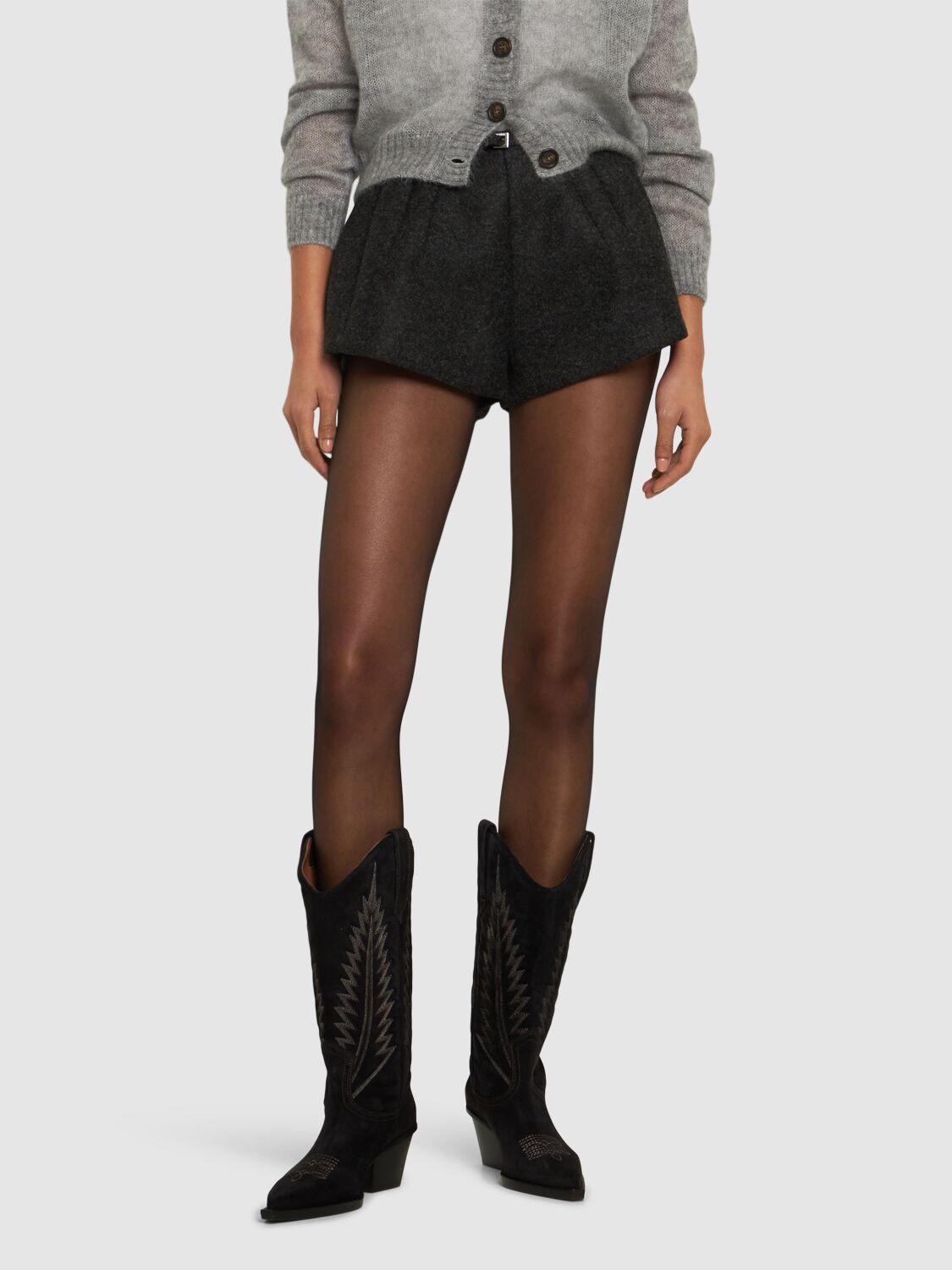 Paris Texas Rosario Embroidered Textured And Croc-effect Leather Cowboy Boots In Black