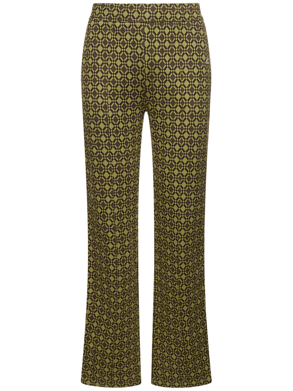 Shop Wales Bonner Cotton Blend Jacquard Track Pants In Olive,brown