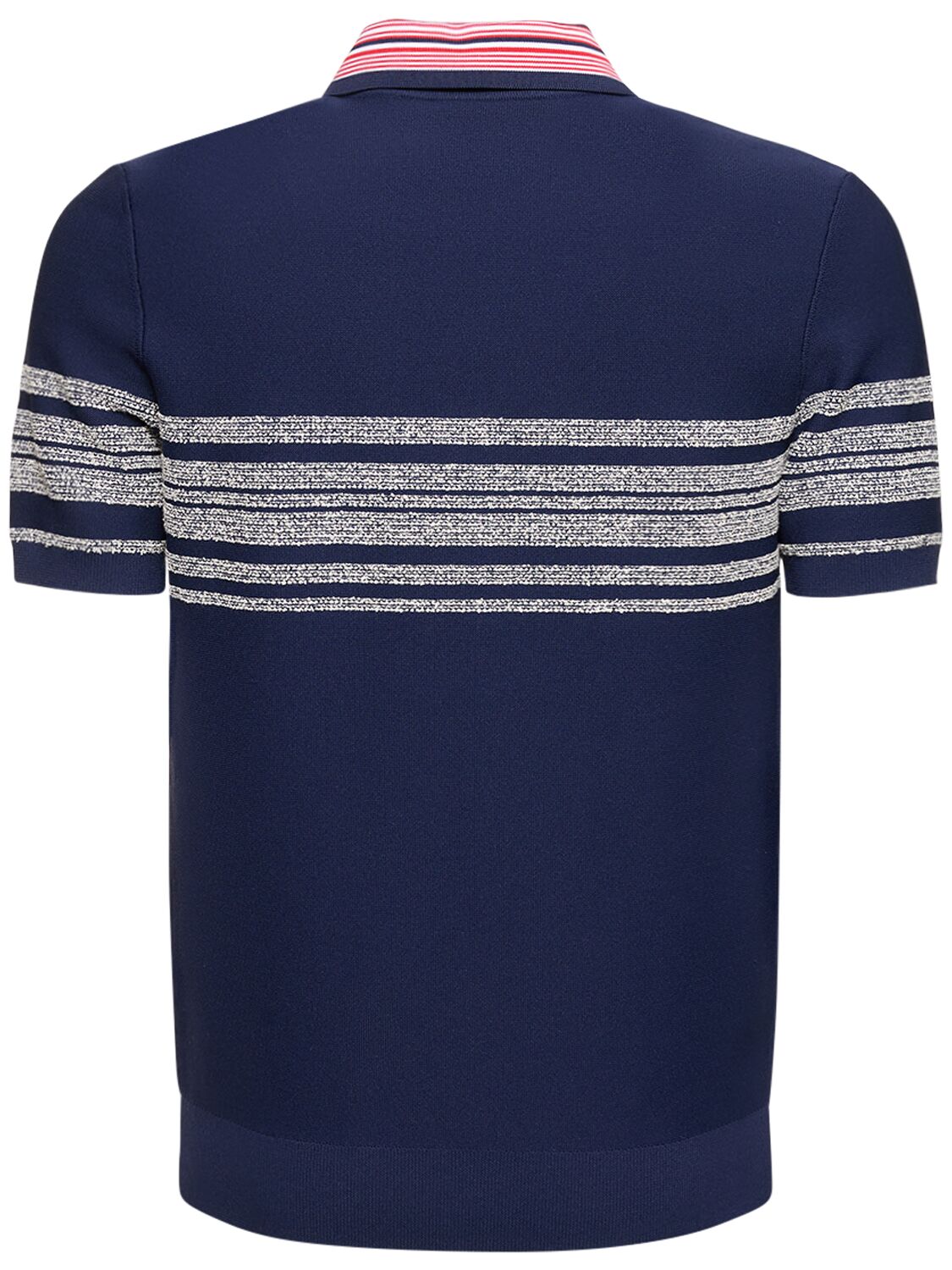 Shop Wales Bonner Striped Tech Blend Polo In Navy,red