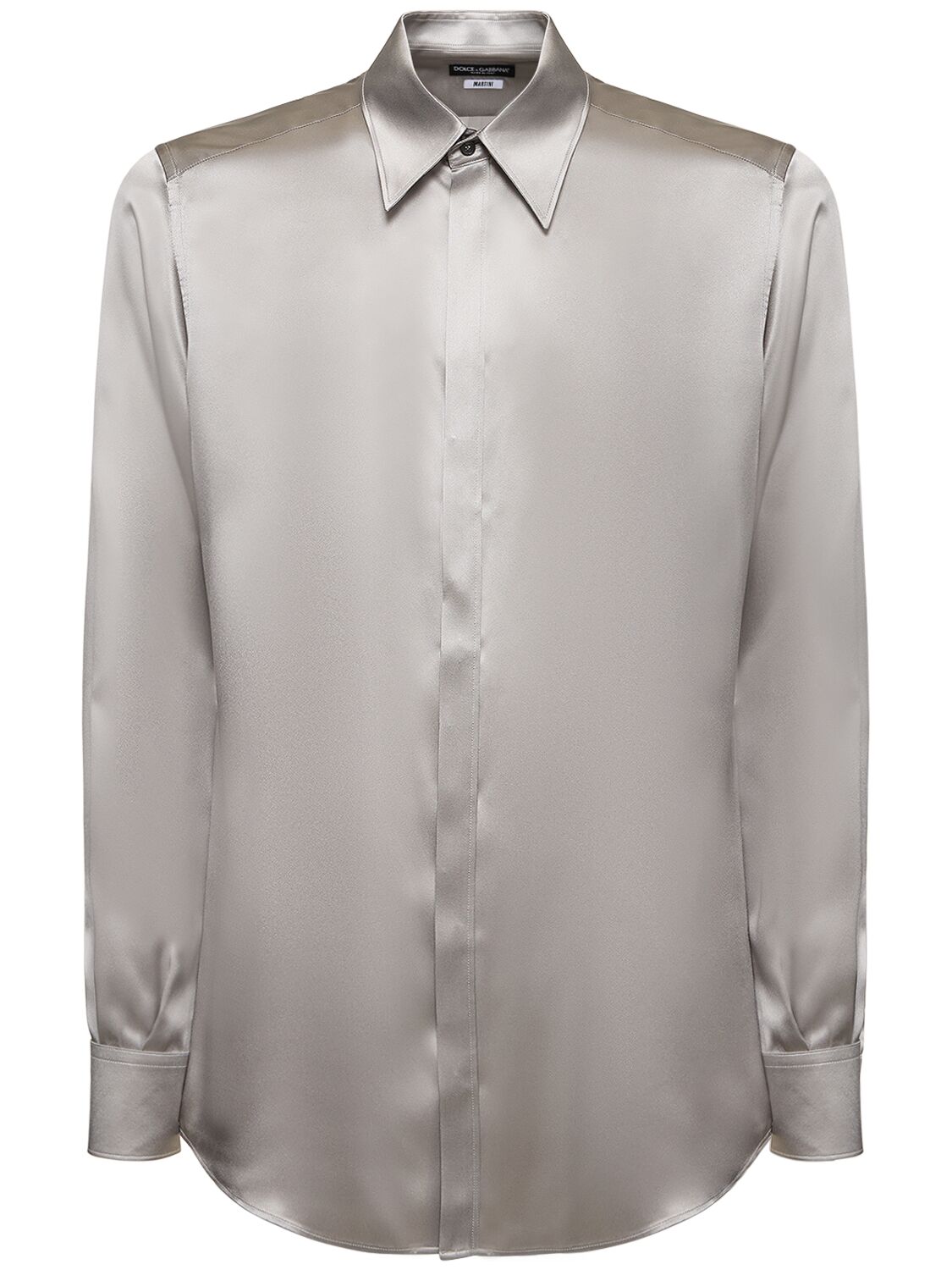 Dolce & Gabbana Silk Satin Shirt In Grey