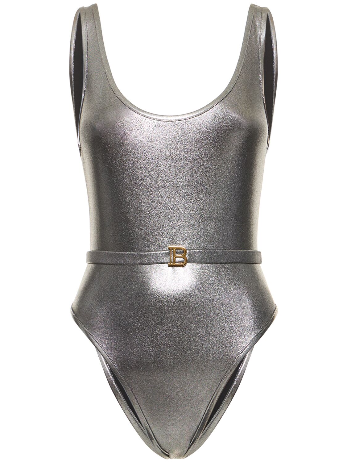 Belted Metallic One Piece Swimsuit