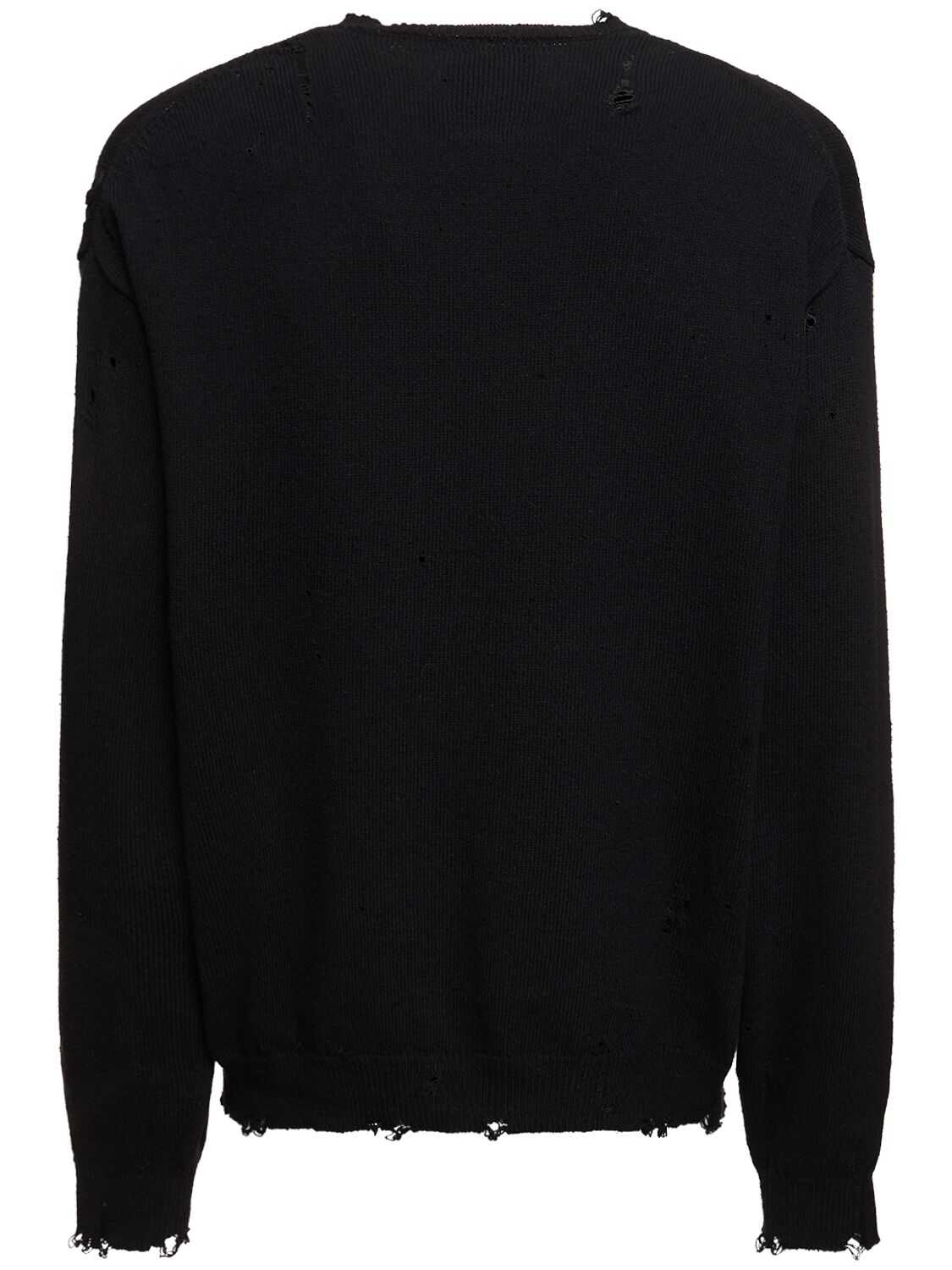Shop Miharayasuhiro Distressed Cotton Crewneck Sweater In Black