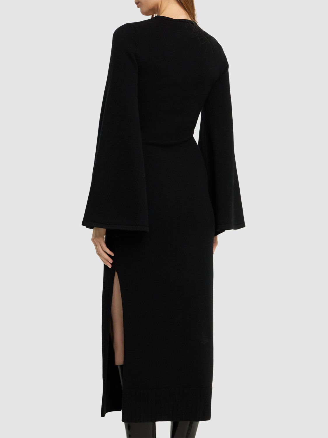 Shop Michael Kors Cashmere Blend Midi Dress In Black