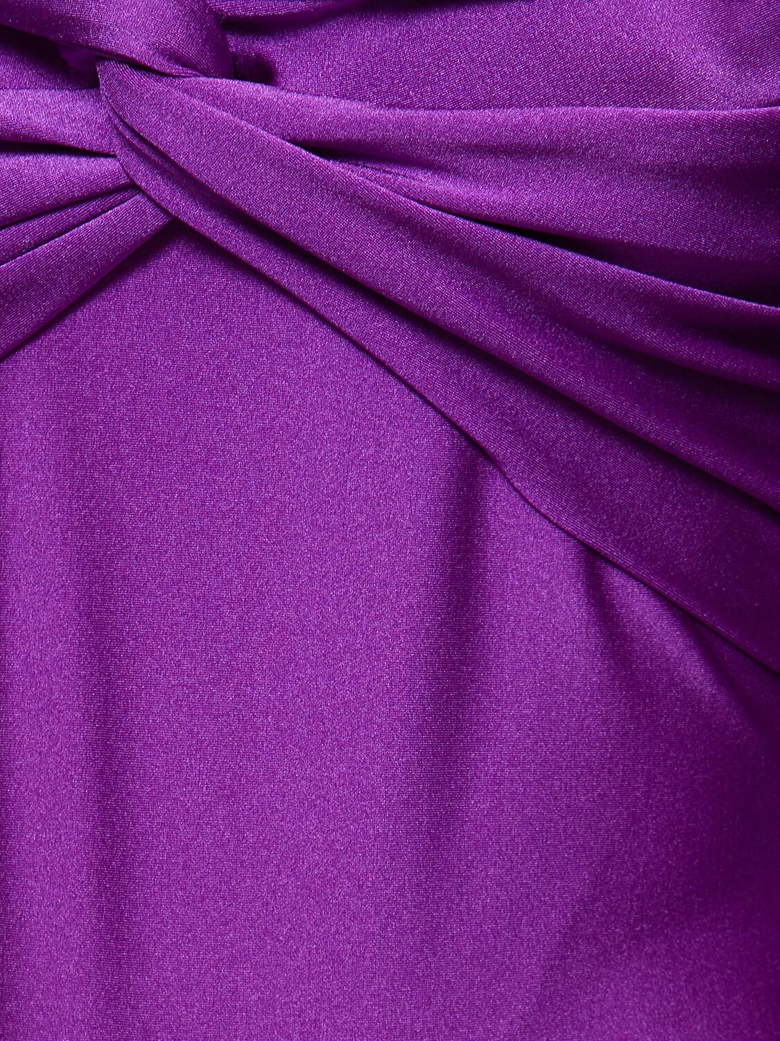 Shop The Andamane Kendall Off The Shoulder Lycra Bodysuit In Purple