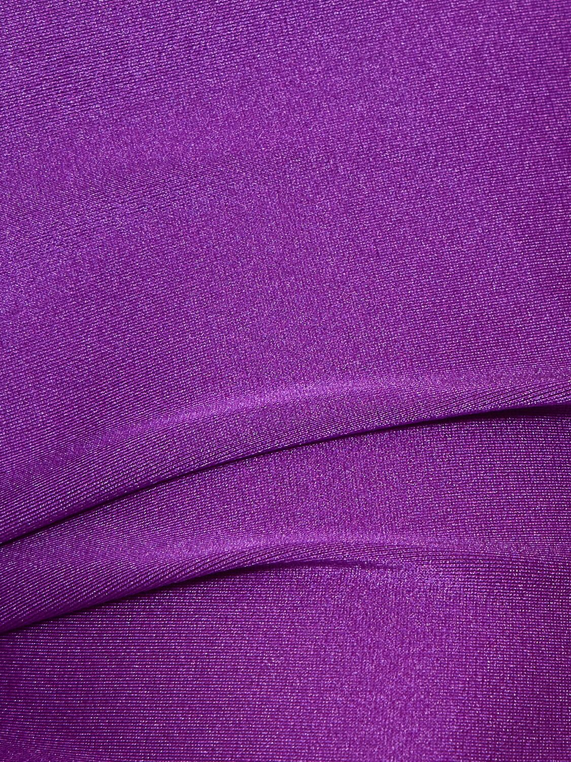 Shop The Andamane Shiny Lycra Crop Turtlenck Top In Purple