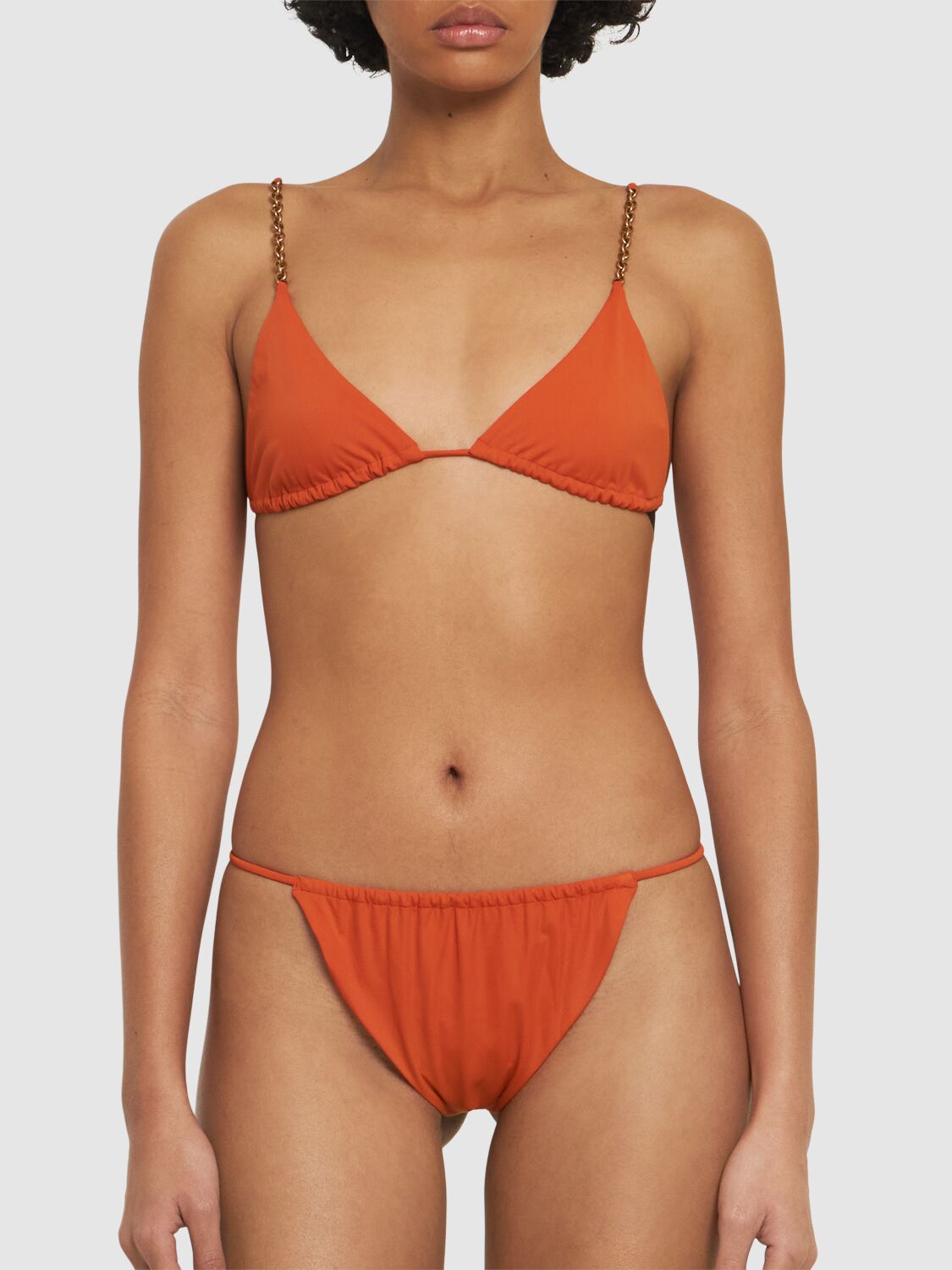 Shop Saint Laurent Nylon Blend Bikini Bottom In Orange