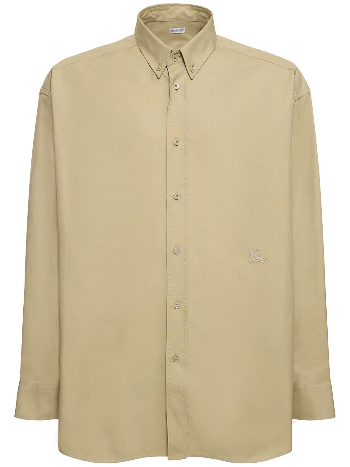 Shop Burberry Logo Cotton Long Sleeve Shirt In Hunter