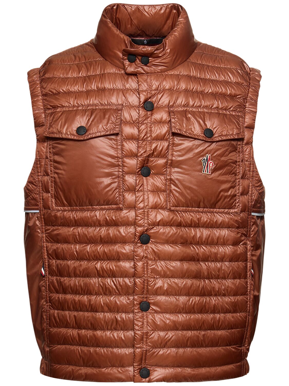 Shop Moncler Ollon Nylon Down Vest In Brown Ginger