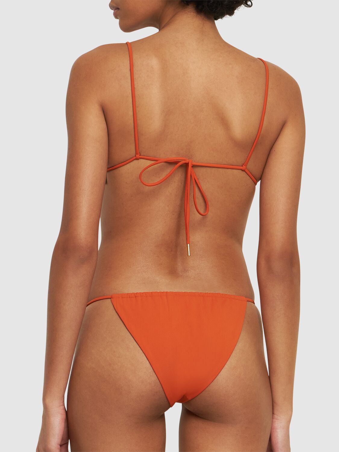 Shop Saint Laurent Nylon Triangle Bikini Top In Orange