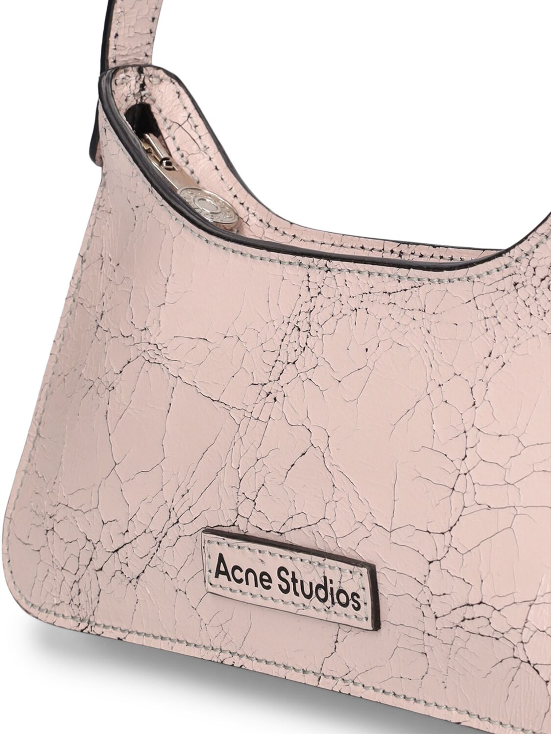 Shop Acne Studios Micro Platt Crackle Leather Shoulder Bag In Pastel Pink