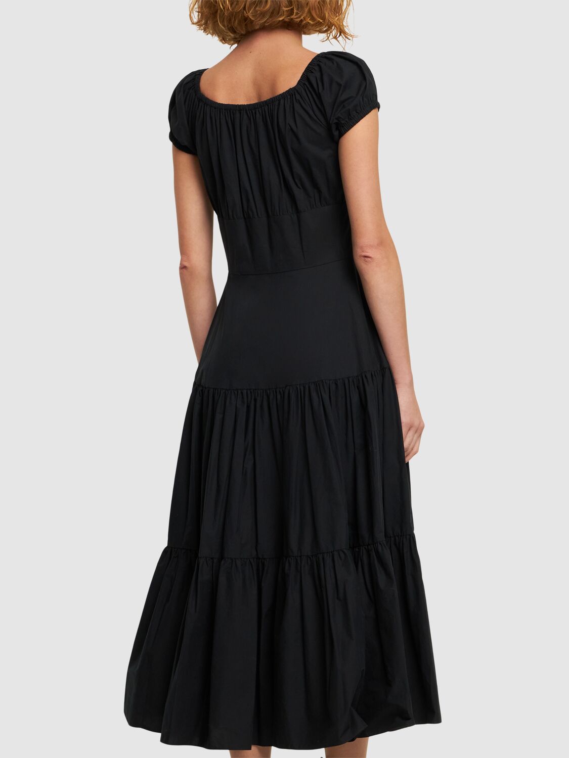 Michael Kors Cotton Poplin Midi Dress In Black