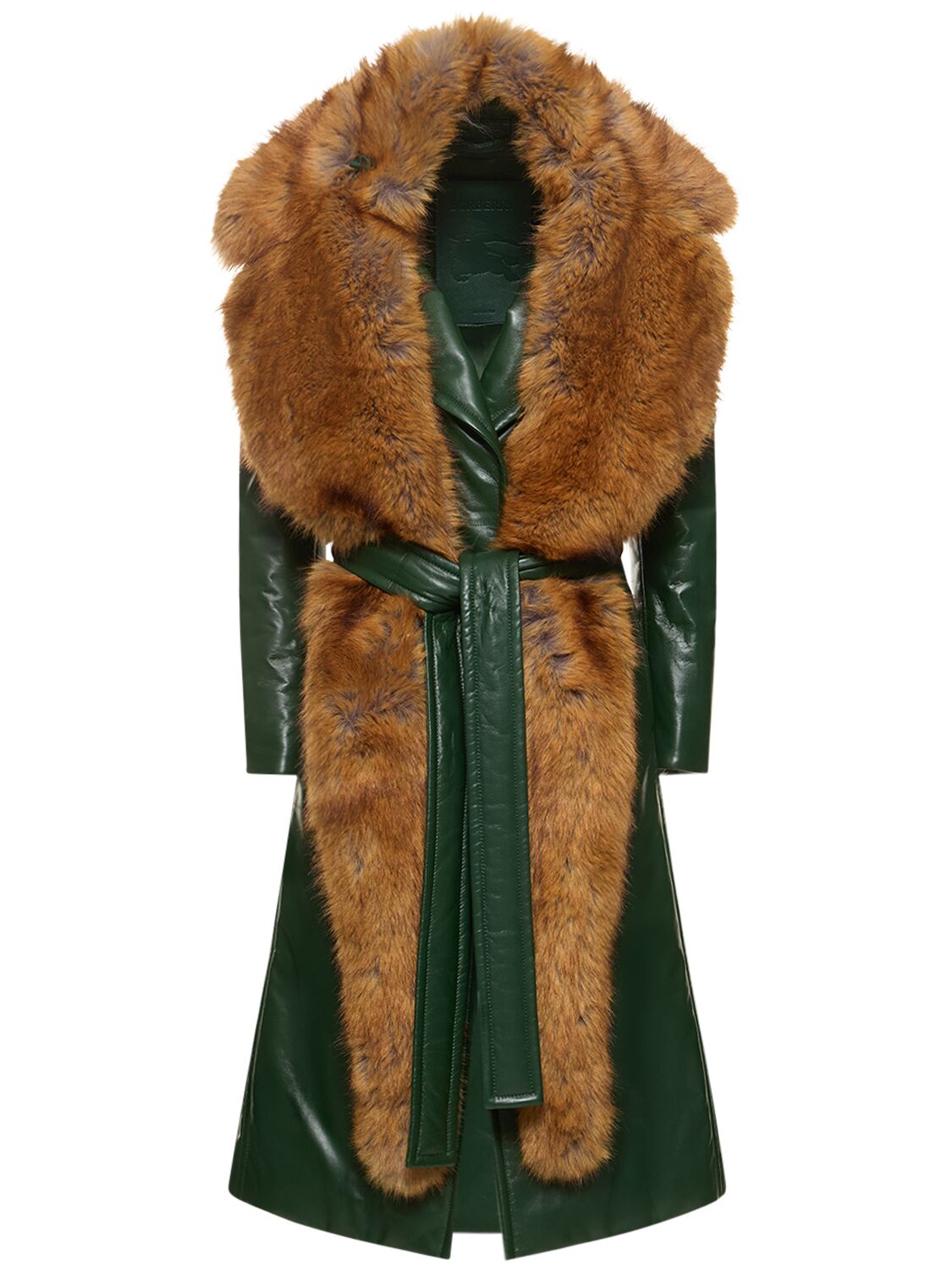 Image of Leather Trench Coat W/ Detachable Fur