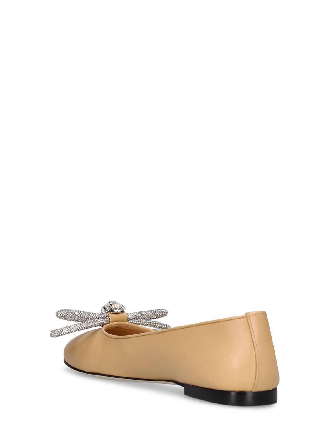 Shop Mach & Mach 10mm Double Bow Leather Ballerina Flats In Nude