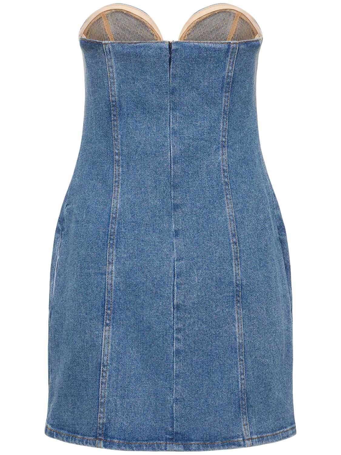 Shop Magda Butrym Denim Bustier Strapless Mini Dress In Blue