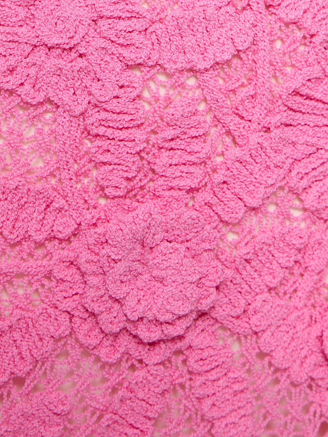 Shop Blumarine Floral Macramé Cotton Blend Mini Dress In Pink