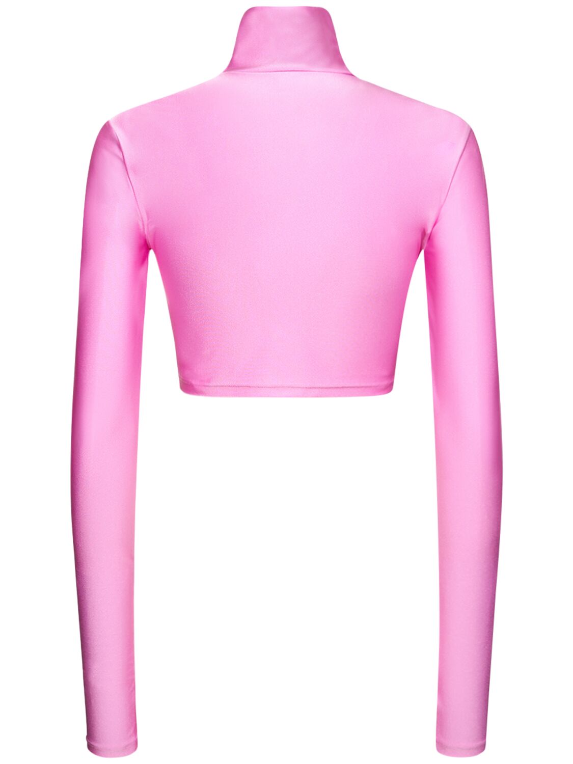 Shop The Andamane Shiny Lycra Crop Turtlenck Top In Pink