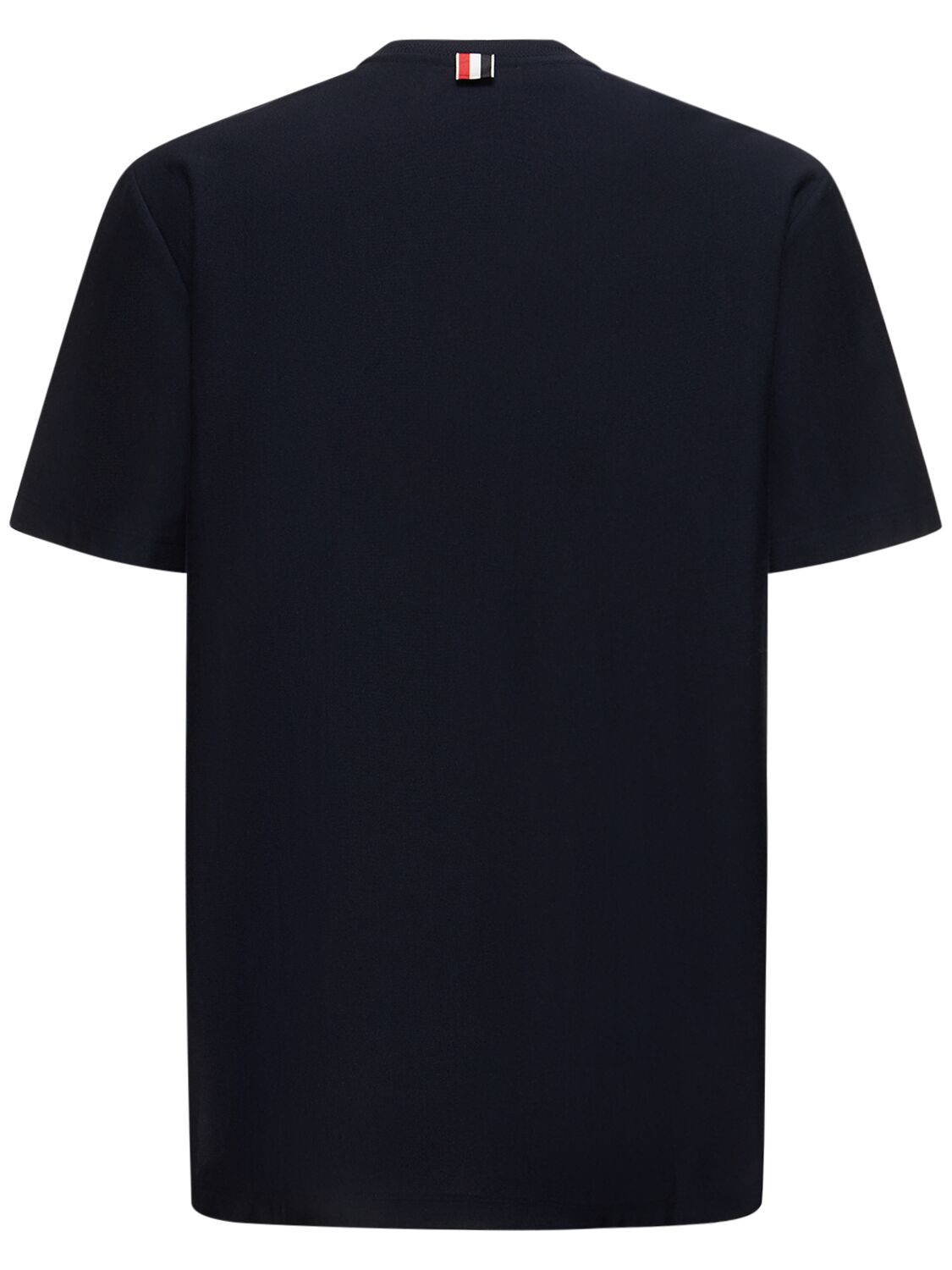 Shop Thom Browne Cotton S/s T-shirt W/ Stripe In Navy