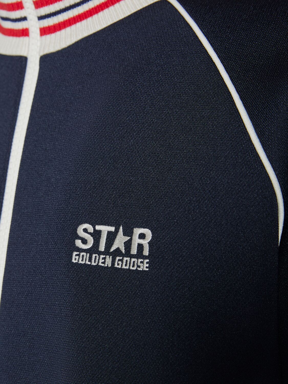 Shop Golden Goose Star Raglan Tech Zip Track Jacket In Dark Blue