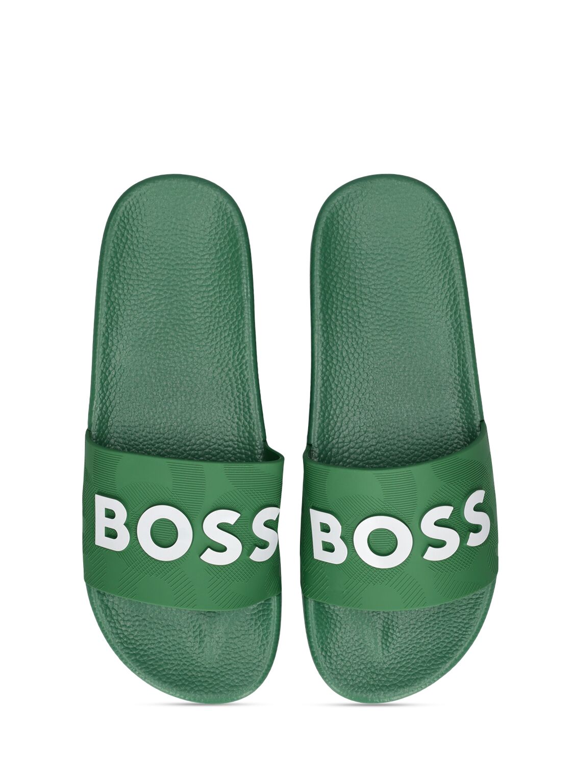 Shop Hugo Boss Logo Print Rubber Slide Sandals In Green