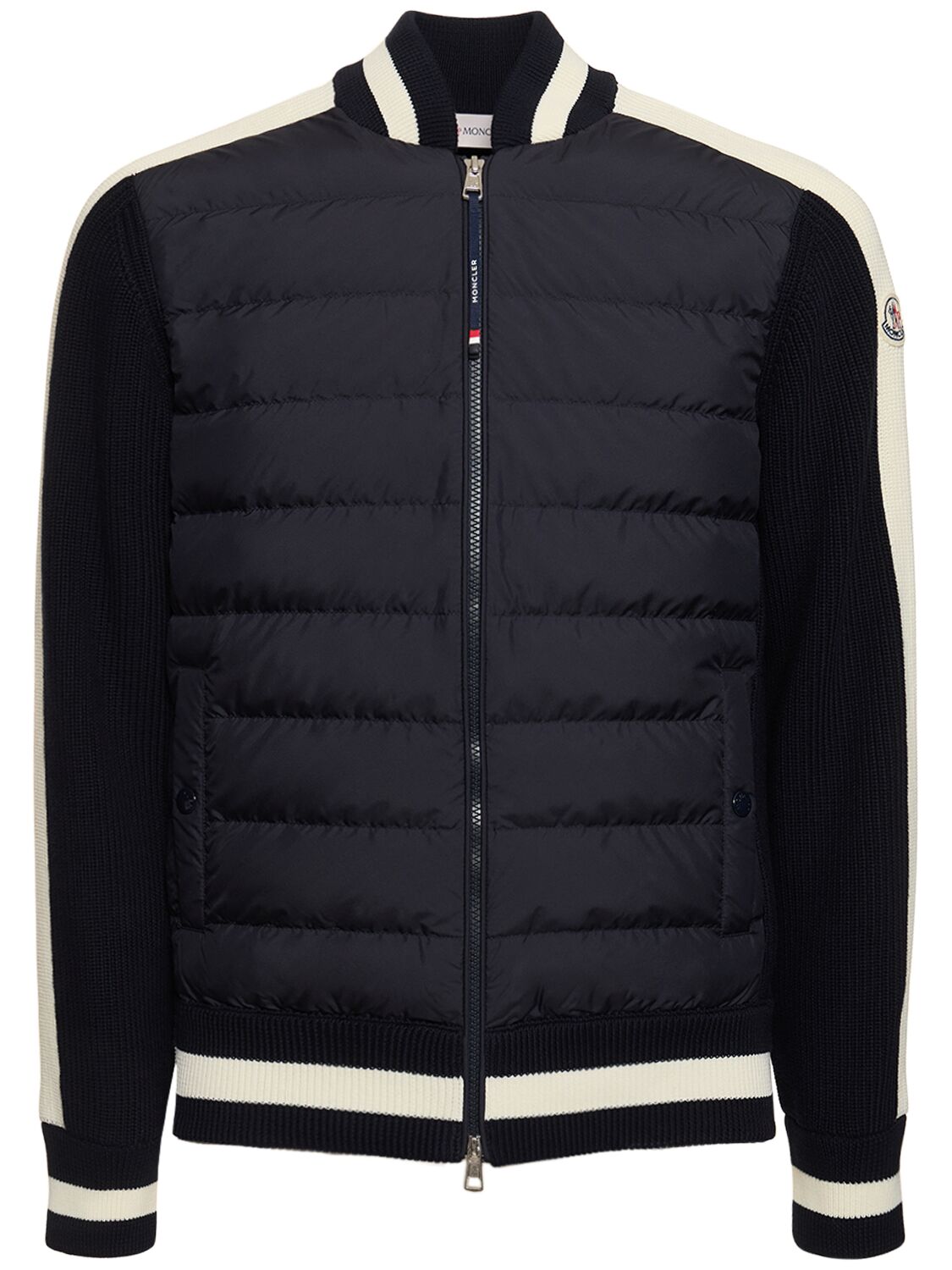 Shop Moncler Cotton & Tech Cardigan Jacket In Blue