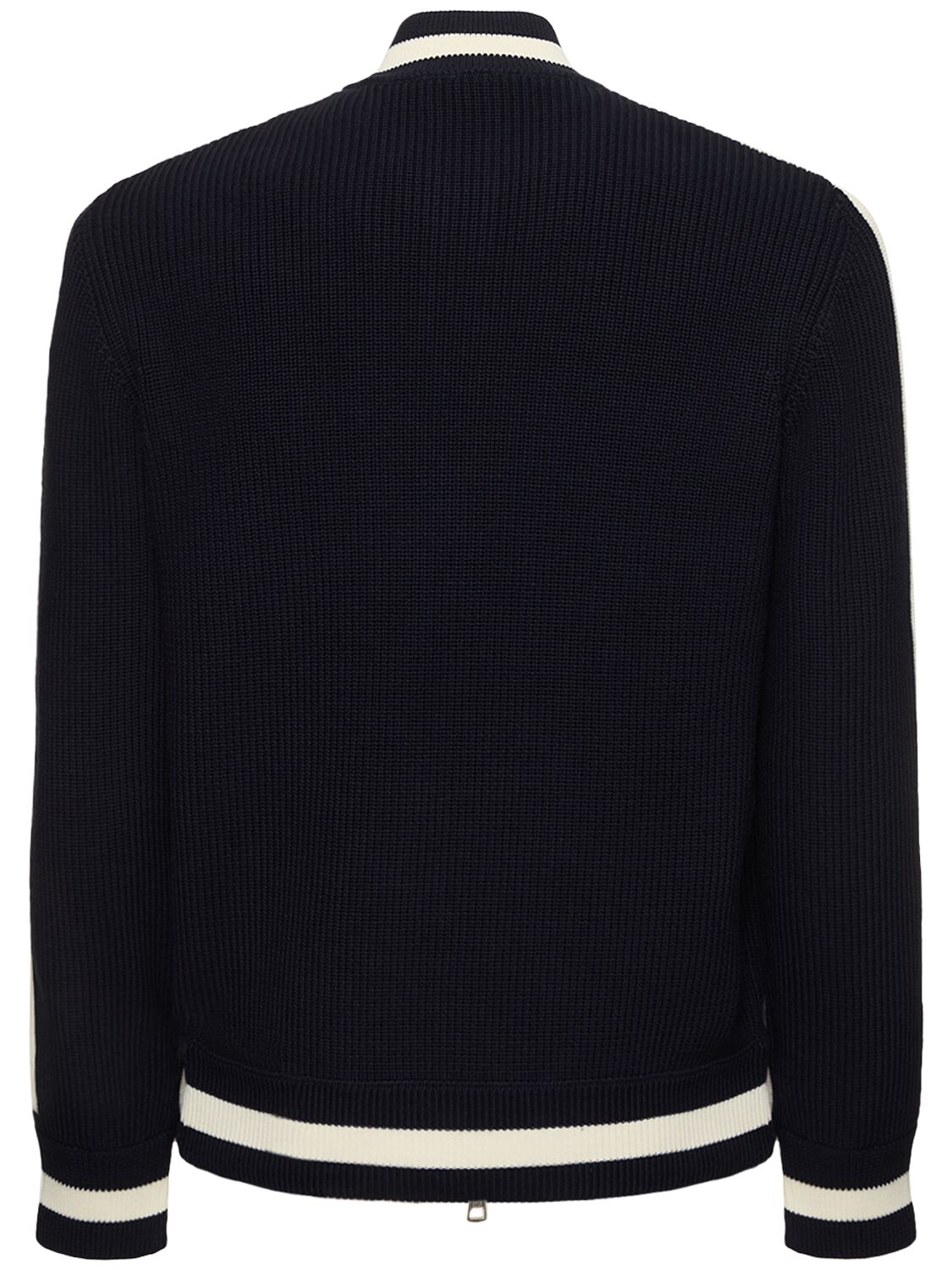 Shop Moncler Cotton & Tech Cardigan Jacket In Blue