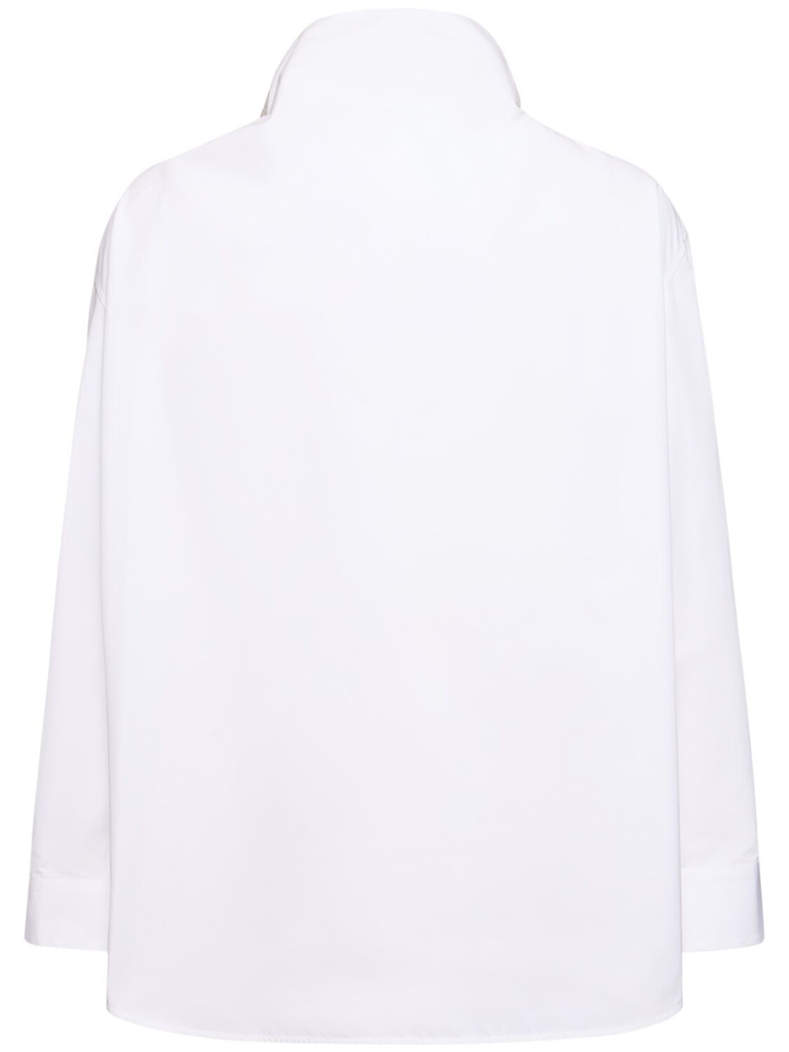 Shop Jil Sander Draped Neck Cotton Poplin Shirt In White