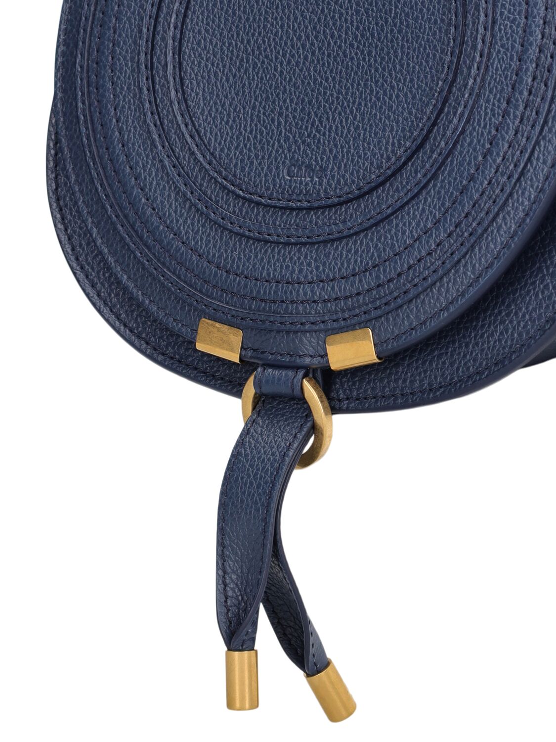 Shop Chloé Mini Marcie Leather Shoulder Bag In Navy