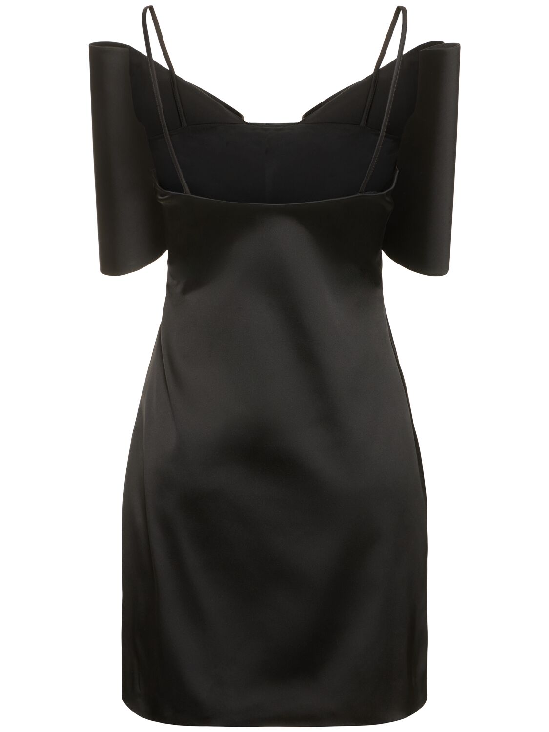 Shop Mach & Mach Le Cadeau Bow Organza Mini Dress In Black