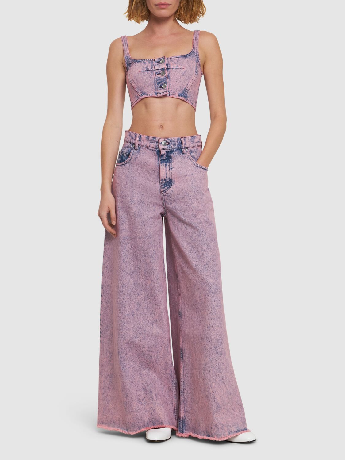 Cotton Denim Crop Top