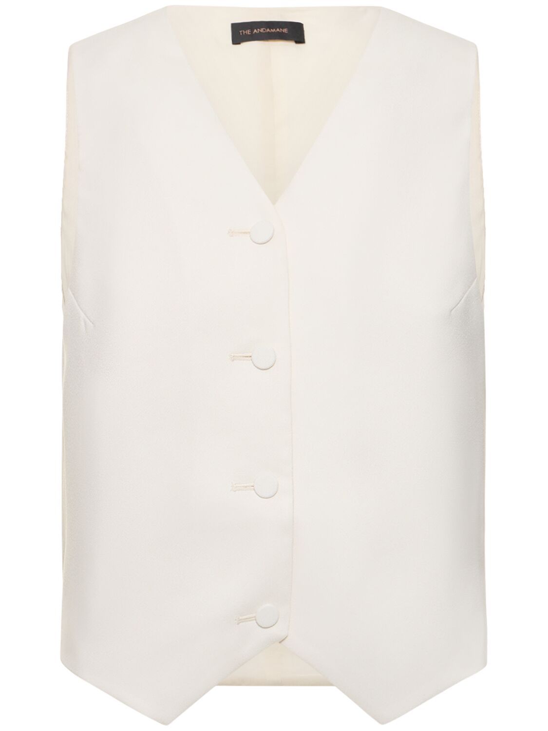 The Andamane Pauline Crepe Satin Waistcoat In White
