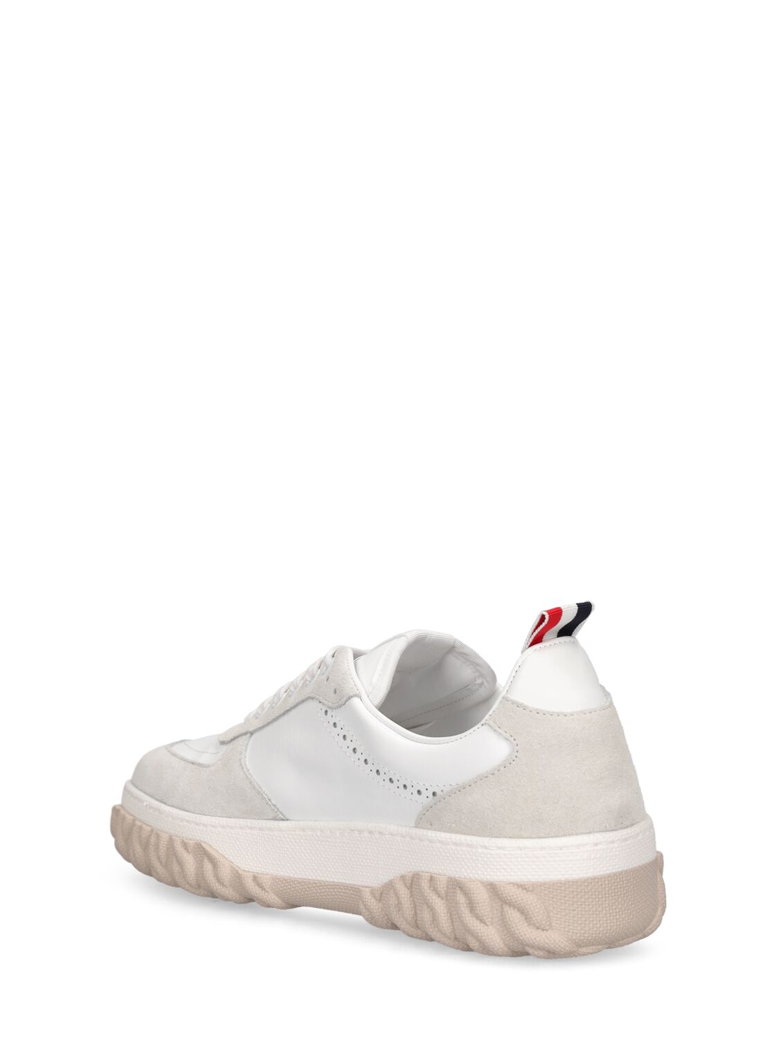 Shop Thom Browne Letterman Sneakers W/ Cable-knit Sole In Tonal White Fun