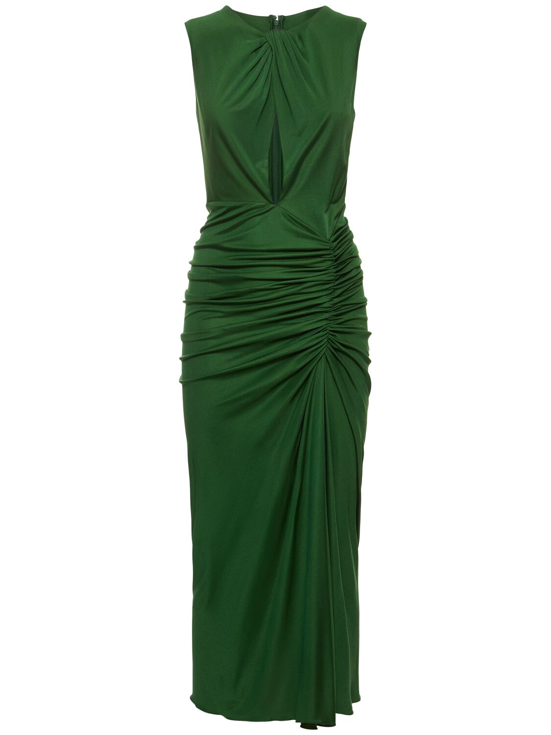 Costarellos Triss Ruched Jersey Midi Dress In Green