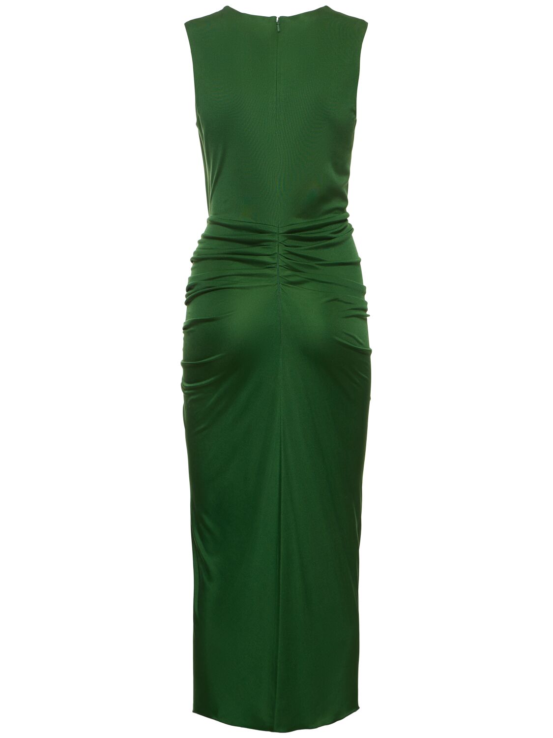Shop Costarellos Triss Ruched Jersey Midi Dress In Green