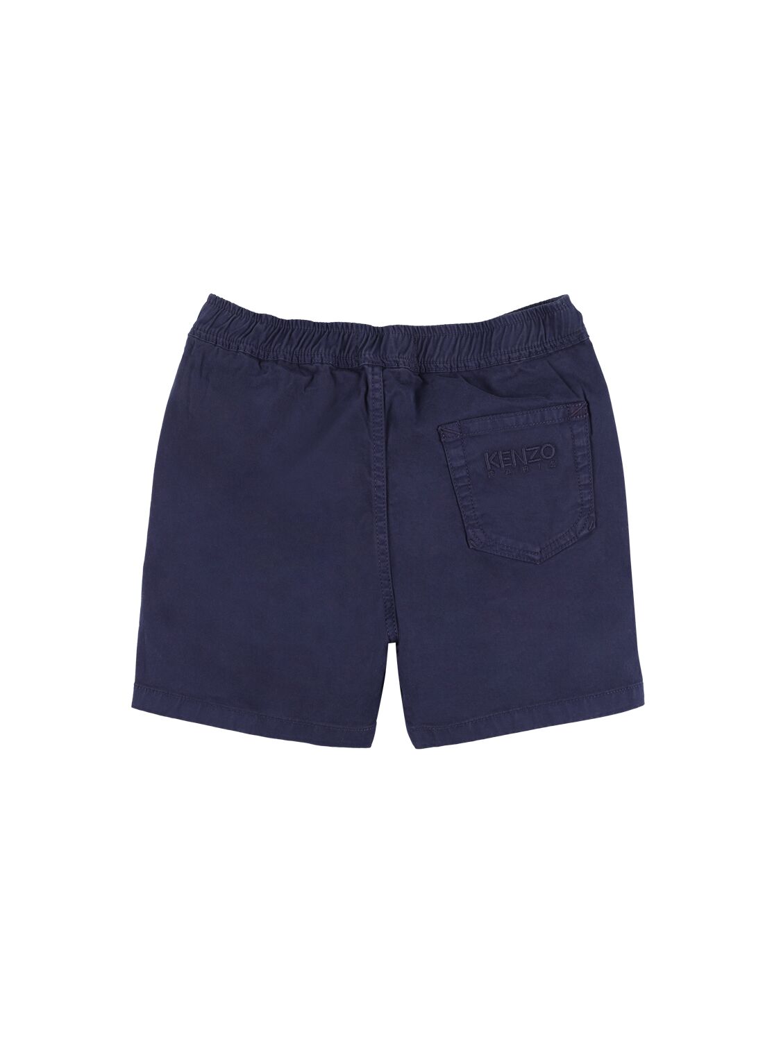 Shop Kenzo Cotton Blend Twill Shorts In Navy
