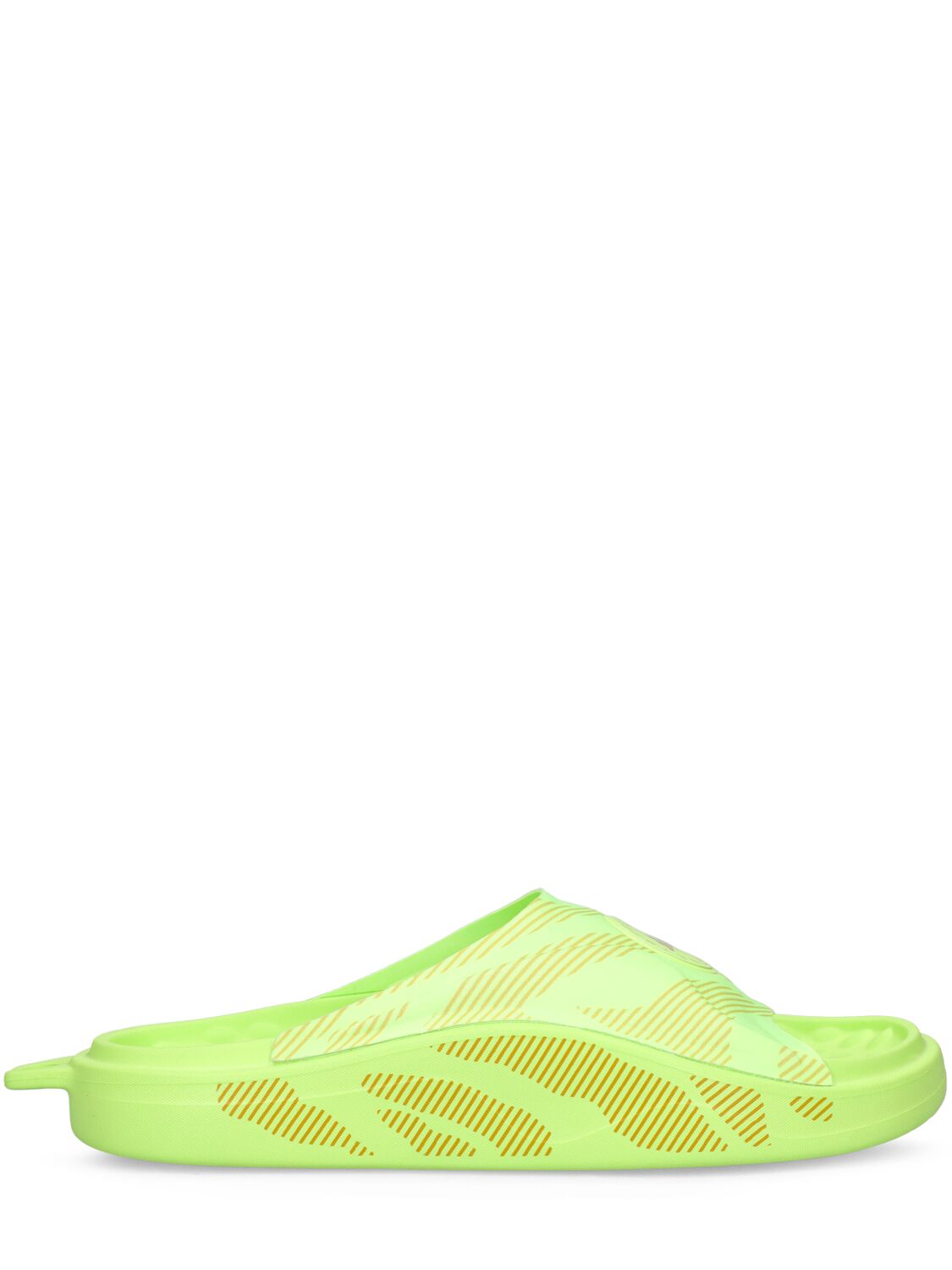 Adidas By Stella Mccartney Logo印花平底拖鞋 In Lime Green