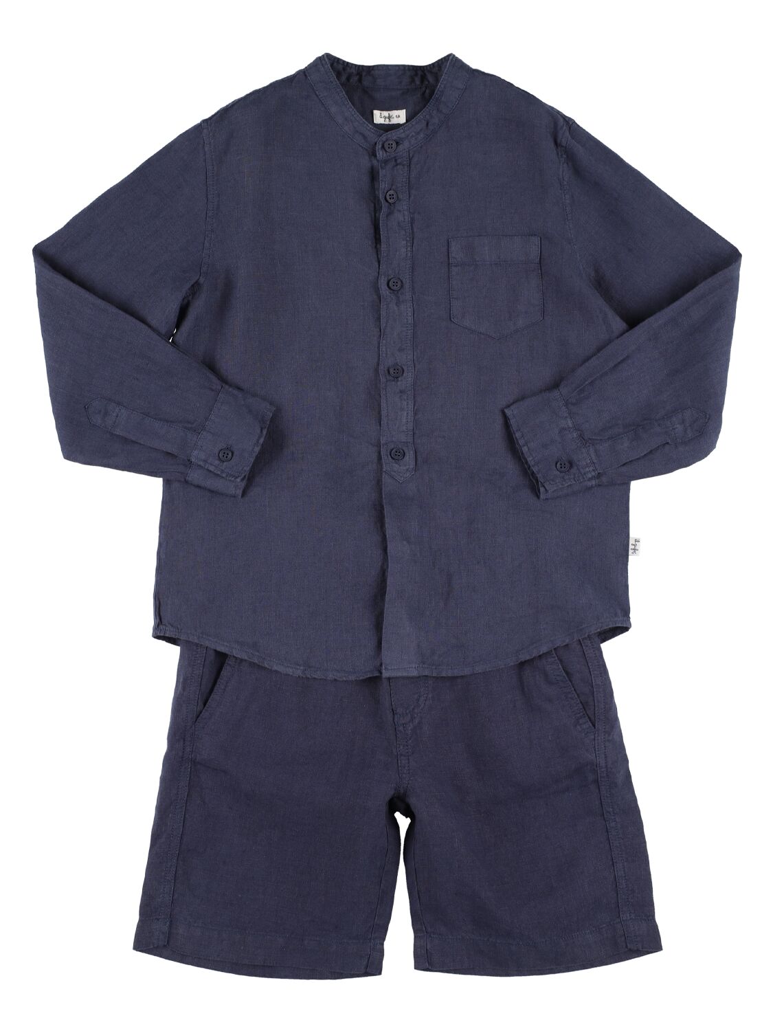 Il Gufo Kids' Linen Guru Shirt & Linen Shorts In Blue