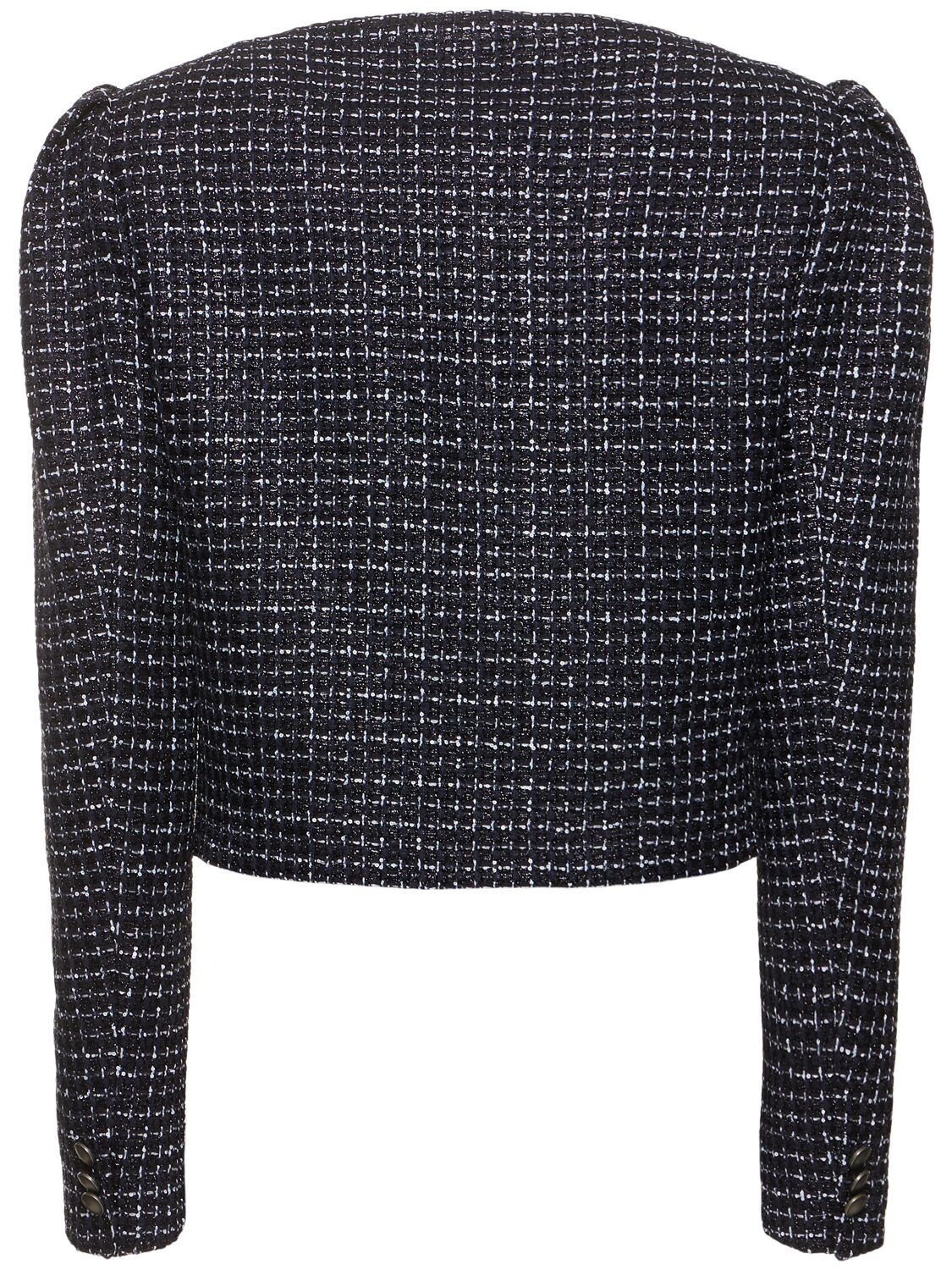 Alessandra Rich Sequined Tweed Double Breasted Jacket In Navy